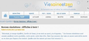 Bonnes résolutions: Itw sur Vie saine et zen