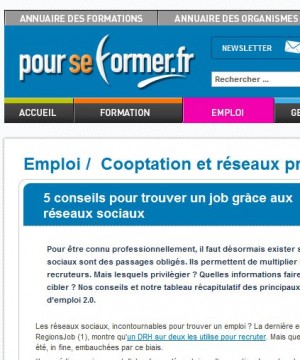 Trouver un job grâce aux réseaux sociaux, interview de Sylvaine Pascual sur pourseformer.com